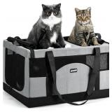 Pecute Large Cat Carrier for 2 Cats, Gray