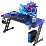 HLDIRECT 55' Gaming Desk with LED Black