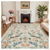 Lagre 8x10 Boho Washable Area Rug, Beige