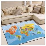 ALAZA Colorful World Map Area Rug 4'10' x 6'8'