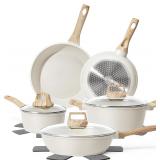 12 Pcs Pots & Pans Set, Nonstick White Granite