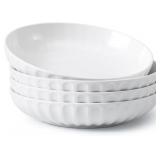 DOWAN 10' Pasta Bowls, 4 White Ceramic Set