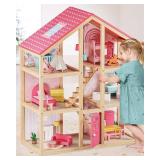 $113 Tiny Land Wooden Dollhouse - 6 Rooms
