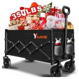 Collapsible Wagon Cart 350lbs, Folding Black