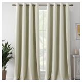 Beige 100% Blackout Linen Curtains 120' (2)