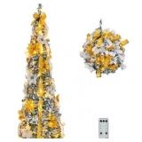 VINGLI 6ft Pre-Lit Pop Up Tree 150 Lights