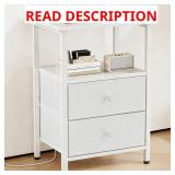 Nightstand with Charging Station (White)