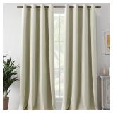 Beige 100% Blackout Linen Curtains 120' (2)