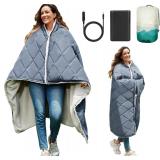 $120 12V Portable Heated Shawl Poncho for Camping
