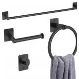 Matte Black Bathroom Accessories Set, 4 Pieces