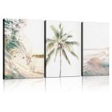 Framed Ocean Waves & Palm Wall Art 12x16