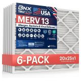 BNX TruFilter 20x25x1 MERV 13 Filter 6-Pack