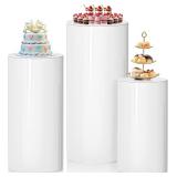 $150 3Pcs White Cylinder Pedestal Stands