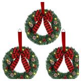 ATDAWN 3-Pack Mini Lighted Wreaths