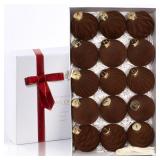 15PCS Brown Velvet Ornaments, 3.15' Balls