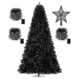 KTKDE 7.5ft Black Xmas Tree with 300 LEDs