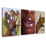 Black Girl Wall Art: African Woman (Set of 3)