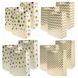 UNIQOOO 24Pcs Metallic Gold Gift Bags 12.5x10