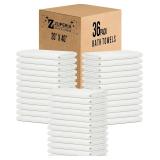 ZUPERIA White Bath Towels Bulk 36 Pack (20x40)