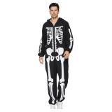Skeleton Costume Adult Men Onesie Jumpsuit