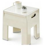 White Storage Nightstand End Table