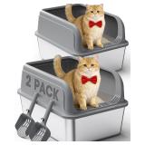 Stainless Steel Litter Box, 2-Pack, Grey