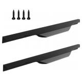 24 Inch Black Edge Pull 2 Pack Cabinet Handles