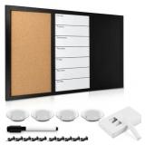 Navaris 24x36 Cork/Whiteboard/Chalkboard Board