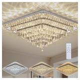 $260 34' Crystal Chandelier with Remote, 3CCT