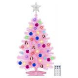 Pink Christmas Tree with 3ft, lights & timer