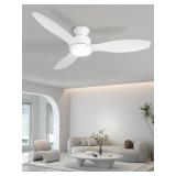 $110 48' Ceiling Fan with Light, White, Remote