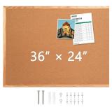 WALGLASS Cork Board 36x24 Wooden Frame Board