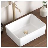 KES Rectangular White Vessel Sink 16x12