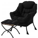 $146 Welnow Lazy Chair with Ottoman - Black
