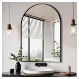 Delma Arched Bathroom Mirror, 26x38, Black
