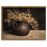 Framed Vintage Floral Wall Art, 3D Sandstone