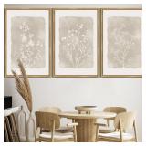 $104 KUVIOKE Boho Floral Wall Art Framed 24x36