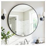 Antok 20x20 Wall Mirror, Black Round