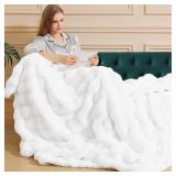 White Soft Twin Fluffy Blanket 60x80 860 GSM