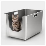 $130 Stainless Steel Litter Box with High Sides XL