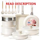 KIKCOIN Ceramic Cookware Set: Nonstick Pots