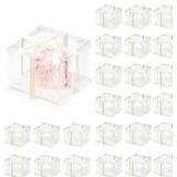 24 Pcs Clear Gift Box with Ribbon 2-Layer'