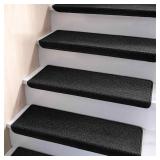 $120 Bullnose Stair Treads, Non Slip, 14pcs, Black