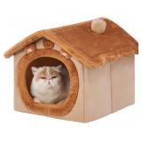 JIUPETY Cat Beds, Indoor Foldable S Brown