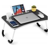 Foldable Laptop Table with Cup Holder & Slot
