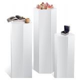 $177 3 Pcs Hexagonal Pedestal Stands, White