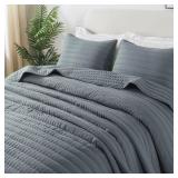 ROARINGWILD Blue King Quilt Set, 3pc, 104x90