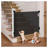 Retractable Baby Gate for Stairs, Black