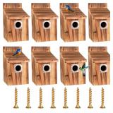 8-Piece Outdoor Bird House Set, 1-1/2' Entry