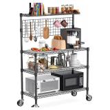 $120 Leteuke Bakers Rack with Wheels, 42' Cart